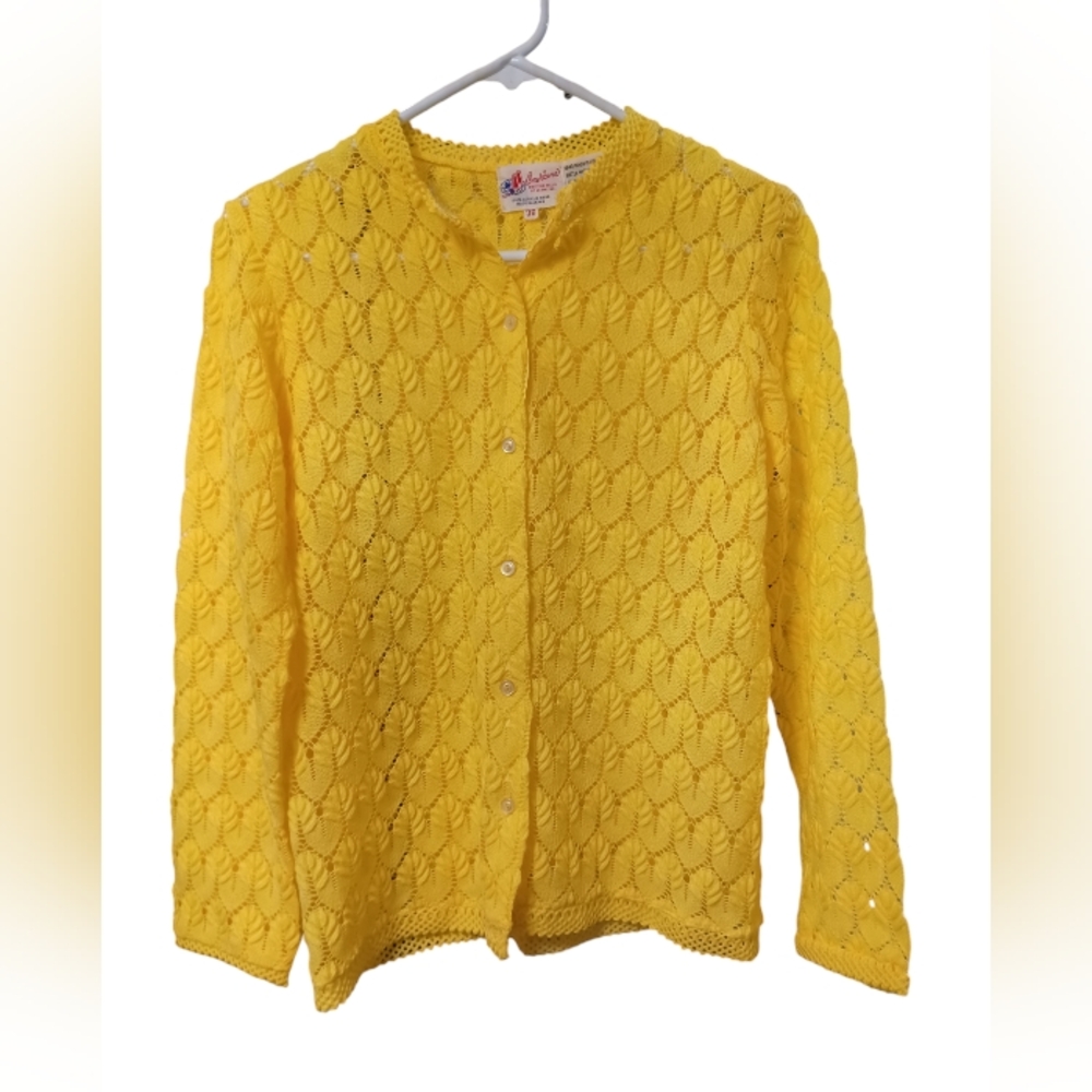 Vintage Yellow Cardigan Sweater Americana Knitting Mills of Miami